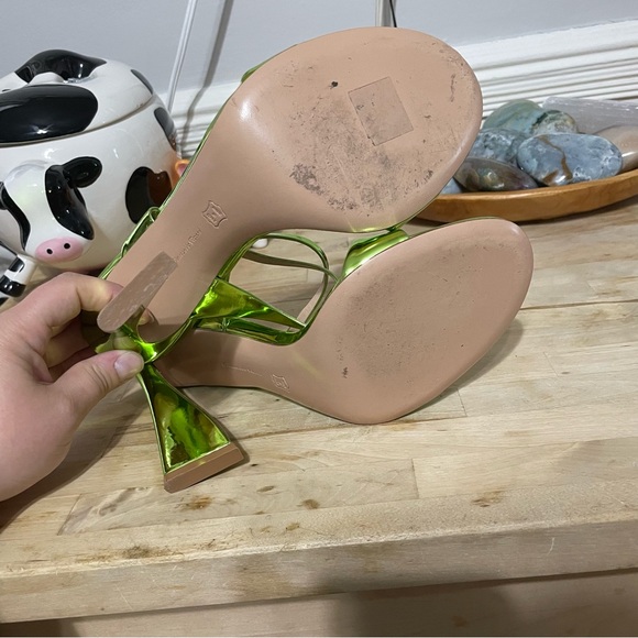 Gianvito Rossi Aura Metallic Effect Mule Sandals in Kiwi Size 40 - Picture 5 of 10